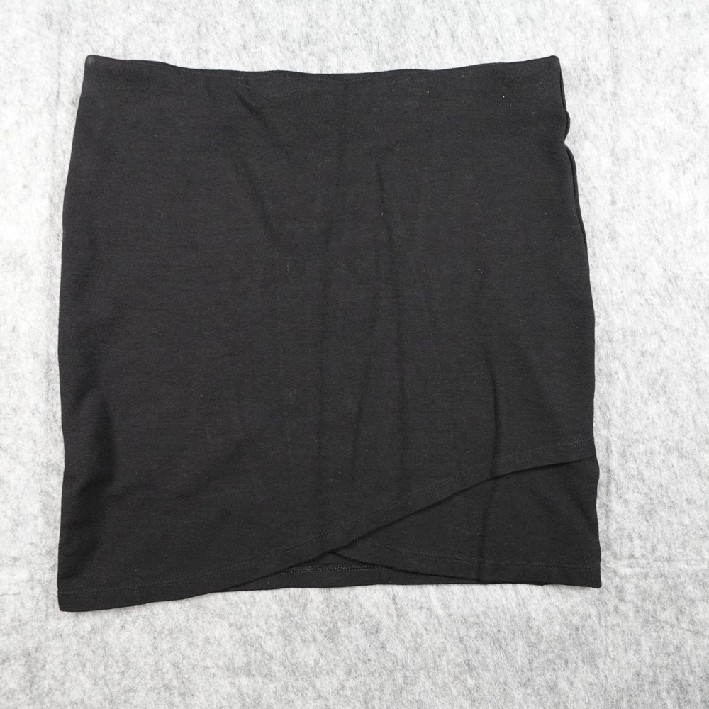 Talula Skirt Womens Medium Black Asymmetrical Knit Stretch Mini Pull On Chic